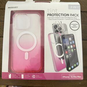 Merkury Pink iPHONE 15 Pro Max Case And Screen Protector Pack Magsafe Open Box